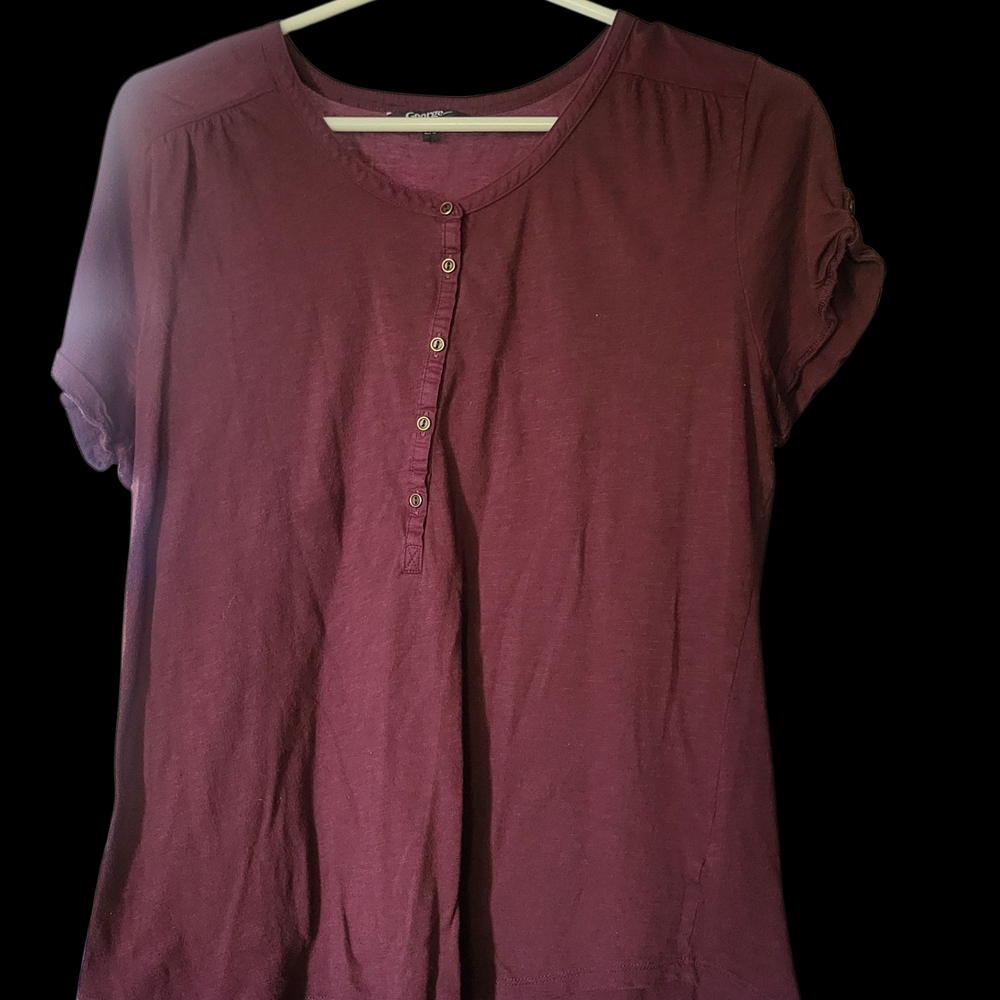 George Purple Buttoned Mandarin Collar Blouse